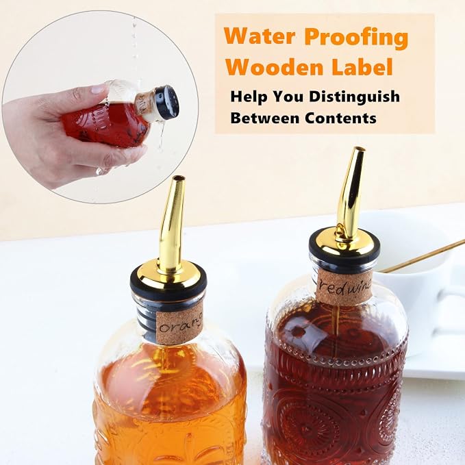 Shining Craft Coffee Syrup Dispenser Bottles Set 2 Pack 7 OZ Simple Small Syrup Bottles Set with Metal Pour Spout Ideal for Coffee Syrups, Condiments, Coffee bar, SC056 (2 pack) - Image 5