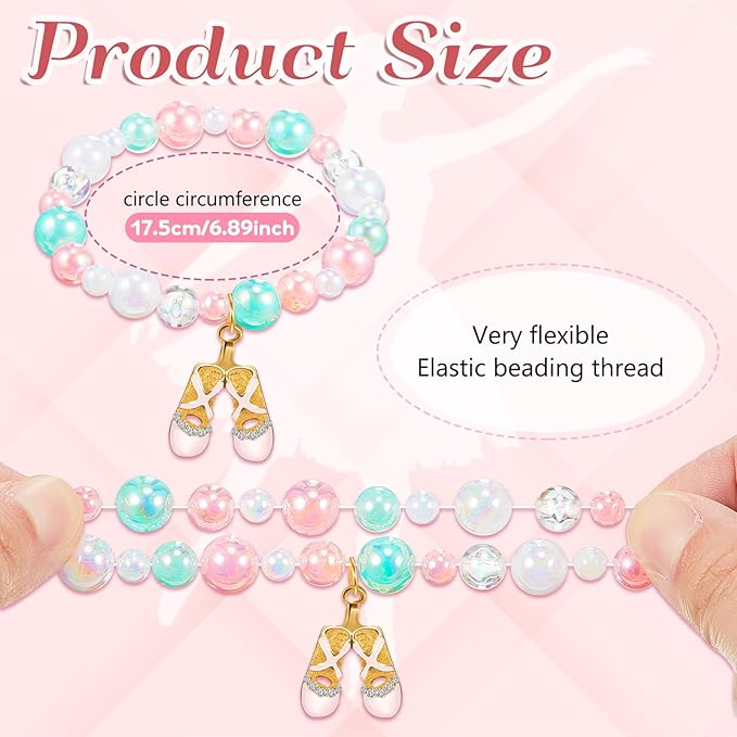 Ecally 12 Pcs Ballerina Party Favors Ballerina Bracelet Bulk Dance Bracelet Gift Party Supplies for Women Costume Jewelry Princess Toddlers Kids Girls
