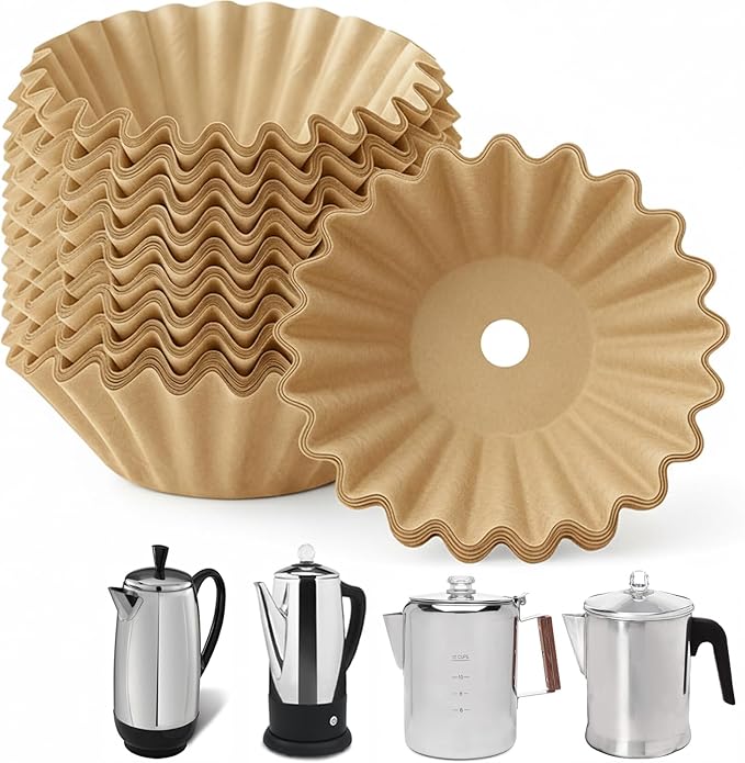 MIMORE Coffee Filters - 150 PCS Percolator Coffee Filters for Farberware 8-12 Cup, Primula 9 Cup, Coletti 12 Cup, Elite Gourmet EC812, Disposable Coffee Filter Unbleached for Cuisinart PRC-12N