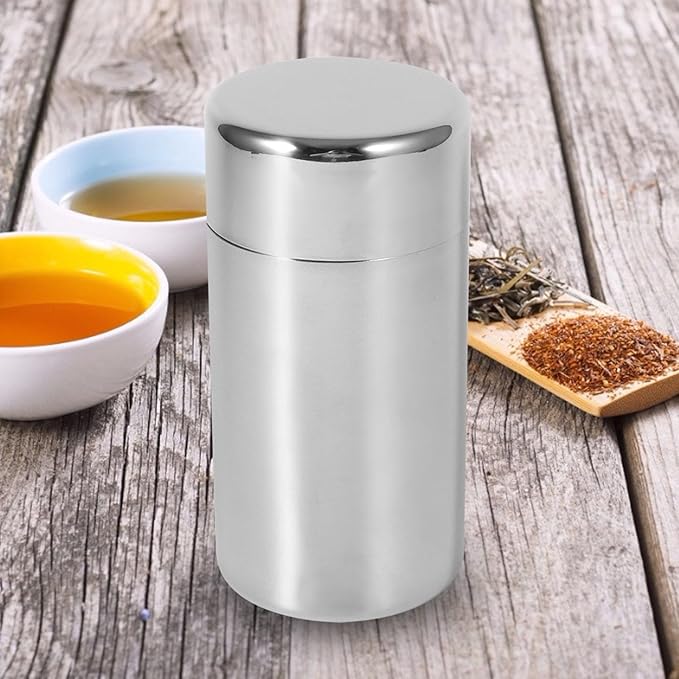 550ml/16.9oz Tea Canisters for Loose Tea, 5.9 x 3.0in Tea Coffee Sugar Canister Set, Stainless Steel Tea Tins for Storaging Coffee, Loose Sugar, Nuts, Seeds