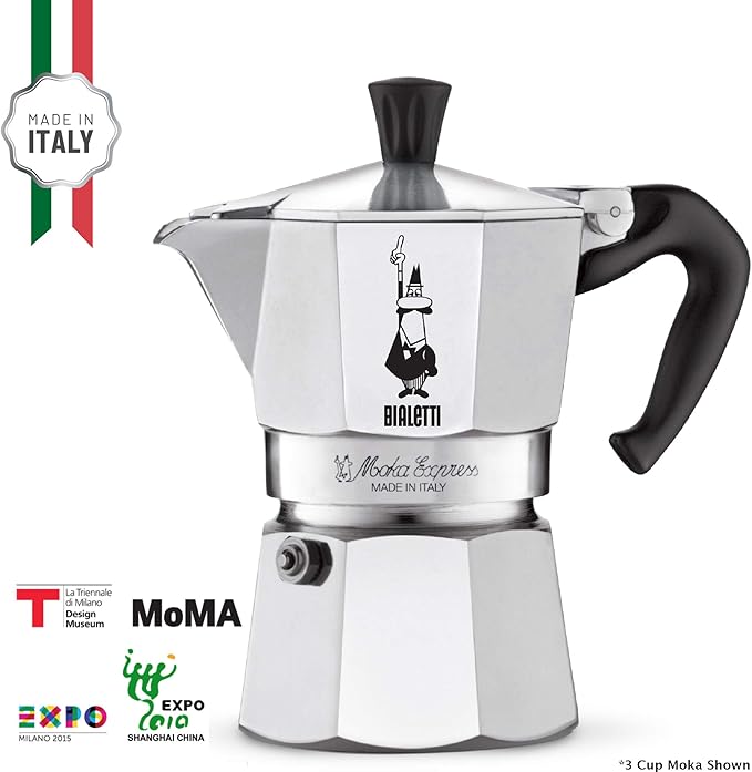 Bialetti Express Moka Pot, 6 -Cup & Coffee, Aluminum Silver