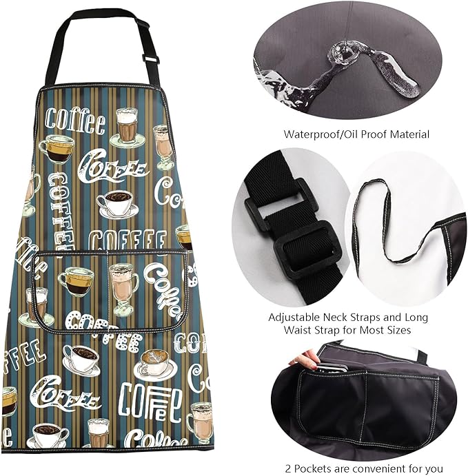 MBMSO Life Begins After Coffee Apron - Barista Gift, Coffee Themed Kitchen Apron
