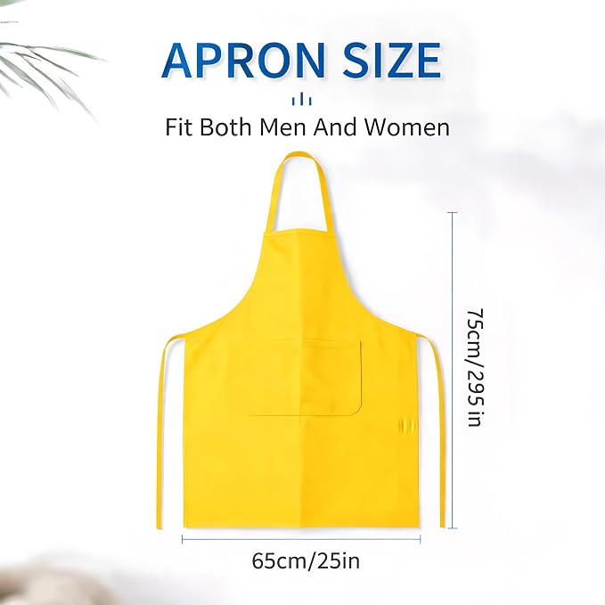 8 Pack Aprons Bulk with Pockets, Unisex Apron with Extra Long Ties for Chef, Cooking Classes, Painting, BBQ - Image 2