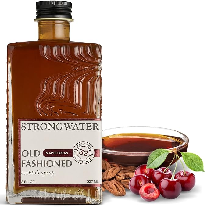 Strongwater Maple Pecan Old Fashioned Craft Cocktail Mixer - Makes 32 Cocktails - Handcrafted Old Fashioned Syrup with Pecan, Maple Syrup & Cherry - Just Mix with Bourbon or Whiskey by Strongwater