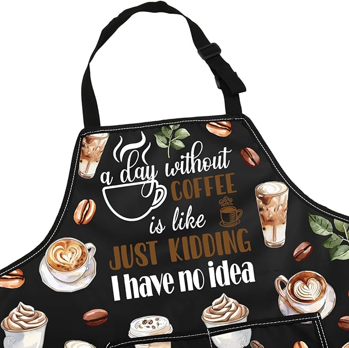 JNIAP Coffee Apron for Barista - Themed Apron for Coffee Shop, Server, Lover Gift