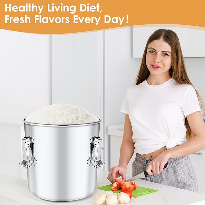 Stainless Steel Containers with Lids,20 lbs Large Capacity Food Storage Containers for Rice Flour Sugar Grain Coffee Bean,Airtight Canister for Kitchen & Pantry Organization
