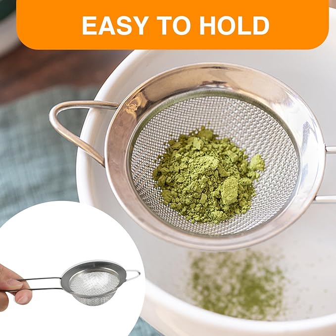LOGJAM 4 Pcs Matcha Sifter And Spoon, Bamboo Matcha Scoop And Stainless Steel Matcha Sift With Handle, Matcha Tools For Tea