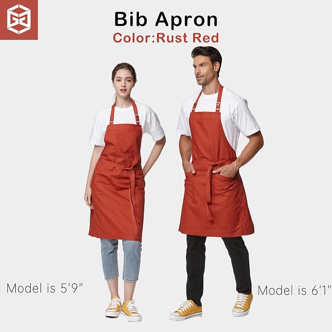 Chef Men Canvas Waterproof Apron Pocket 4251GB | Polyester Cotton Canvas Apron for BBQ Grilling Kitchen Cooking, Adjustable Neck, Durable & Comfortable - Image 4