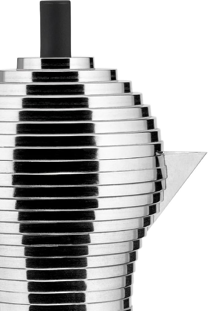 Alessi MDL02/6 B "Pulcina" Stove Top Espresso 6 Cup Coffee Maker in Aluminum Casting Handle And Knob in Pa, Black