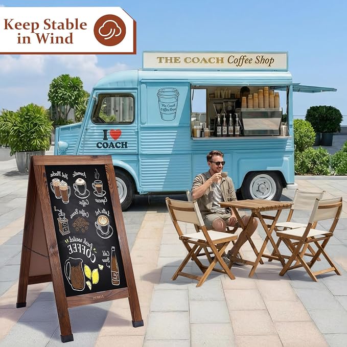 Large Sandwich A-Frame Chalkboard Sign - 40 x 20 Inches Magnetic Wooden Chalk Board for Sidewalk, Stand up Double-Sided Outdoor Easel Display for Restaurant Cafe Shop Wedding Party or Business - Image 8