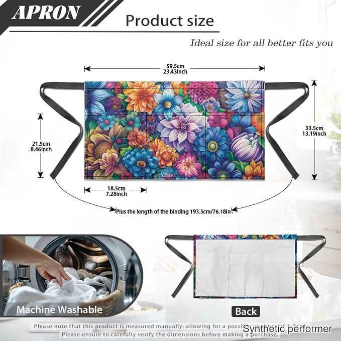 Waist Apron with 3 Pockets Waterproof 13 Inch Short Half Waist Aprons Women Men Server Aprons Waitress Waiter Apron - Image 7