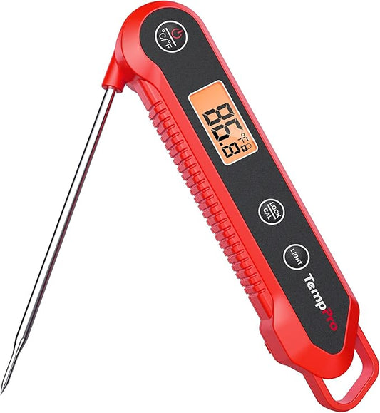 ThermoPro TempPro 1-2 Sec Instant Read Digital Meat Thermometer, ±0.9°F Accuracy, Waterproof & Backlight Food Thermometer for Cooking, Oil Fry Candy Meat Probe for Kitchen, BBQ, Oven, Grill, Smoker