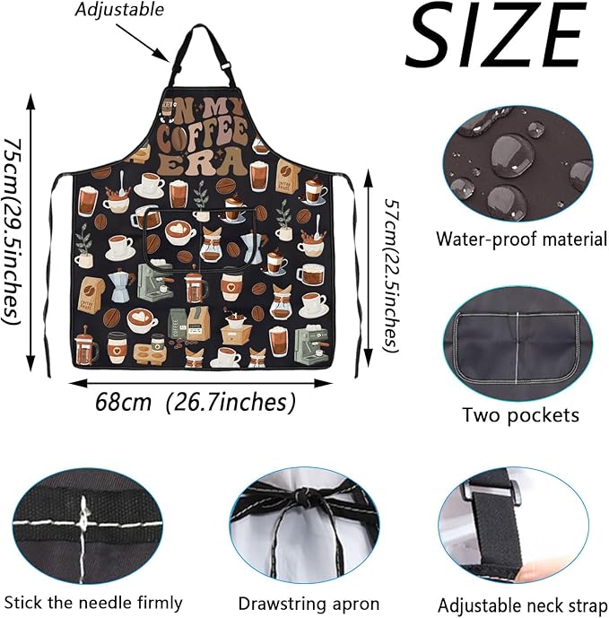 WSNANG In My Coffee Era Apron Coffee Lover Gift Coffee Themed Apron for Barista Funny Coffee Gifts Barista Gift