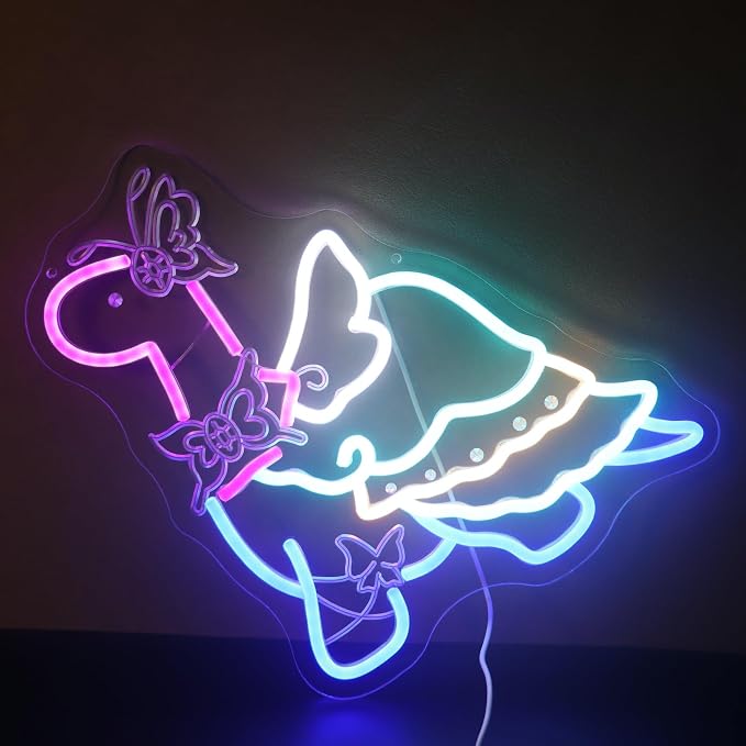 Dinosaur in Bow & Cape Adventurous Friend Light - Cute & Bold LED Wall Art for Kids Room, Playroom, Dinosaur Party or Imaginative Decor, Dimmable USB, Whimsical Gift for Dino Lovers by Nordstylee