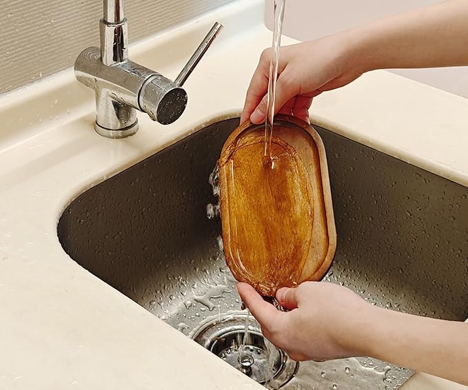 Small Wooden Tray (7.5 x 4.1 inch), Oval Mini Serving Tray for Coffee Tables, Dessert, Snack, Fruit, Acacia Wood Platter for Vegetable, Decor Restaurant