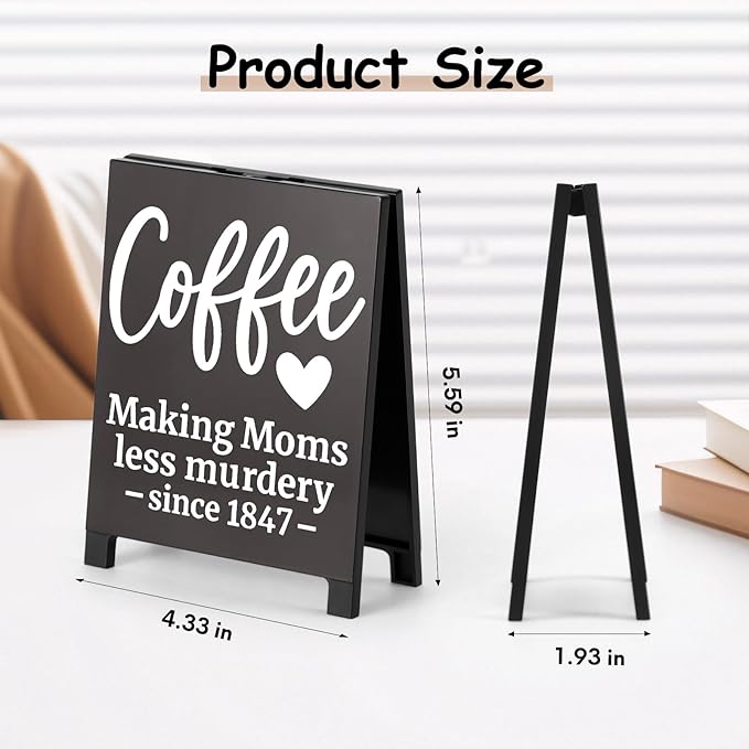 Coffee Bar Accessories Decor: Black Coffee Station Corner Decorations Sign for Kitchen Office Shelf Tabletop