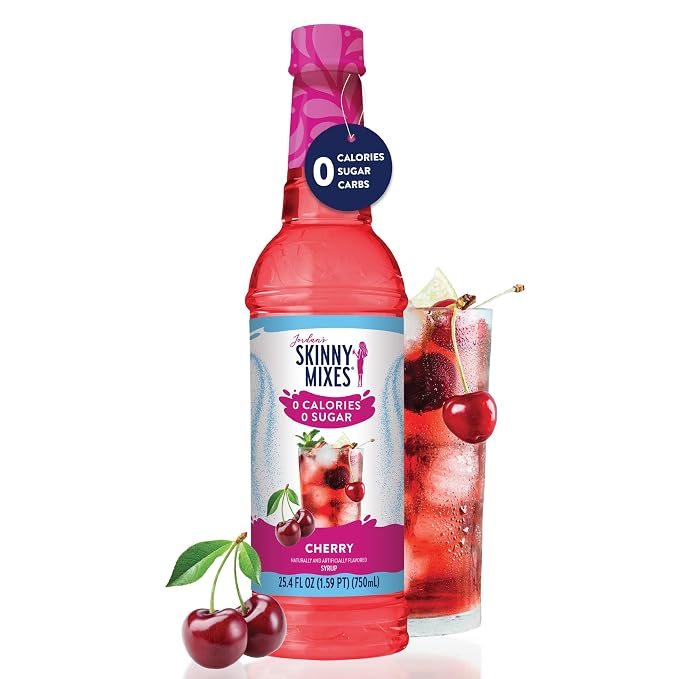 Jordan's Skinny Mixes Sugar Free Syrup, Cherry Flavor, Fruit Flavored Water Enhancer, Drink Mix for Iced Tea, Lemonade, Drinks, Low Calorie Water Flavoring, Dairy & Gluten Free, Kosher, 25.4 Fl Oz - Image 8