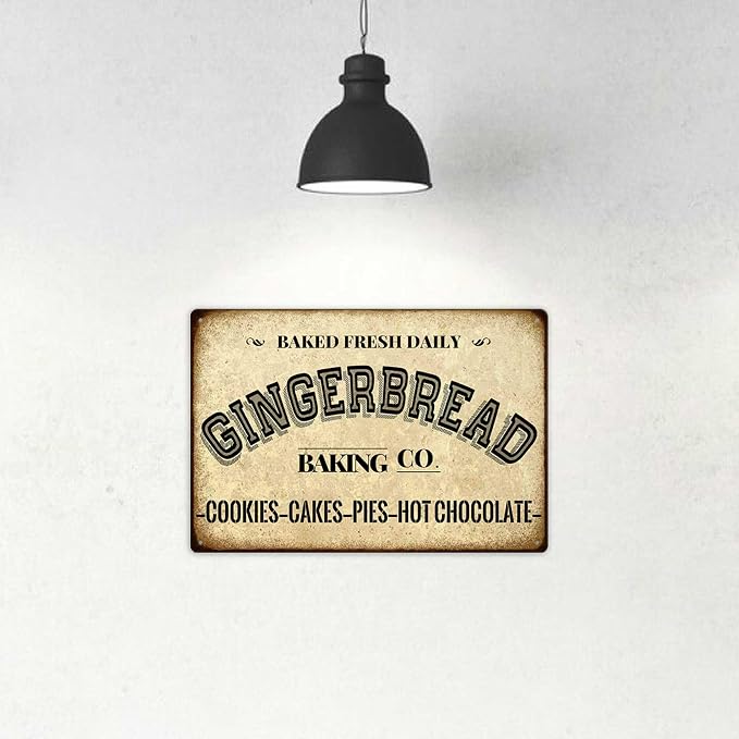 Gingerbread Baking Co. Cookies Cakes Pies Hot Chocolate Metal Tin Sign Vintage Decoration Crafts Sign For Home Kitchen Farmhouse Coffee Bar Cafe Inspirational Quotes Wall Decor 8X12 Inch - Image 3