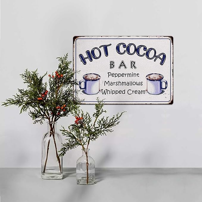 Peppermint Marshmallows & Whipped Cream Metal Sign - Vintage Home Wall Decor For Coffee Bar Corner Station 8X12 Inch Christmas Decorations - Image 5