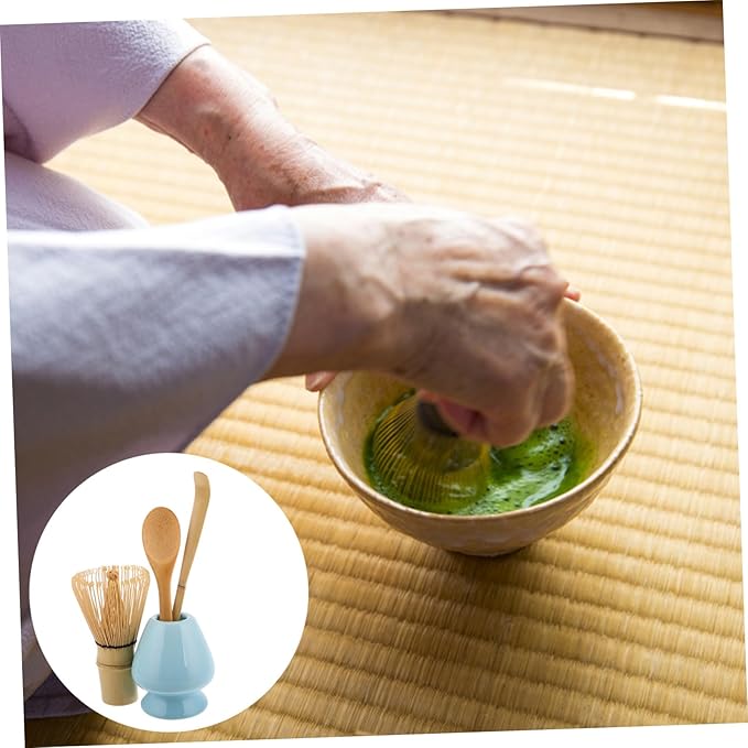 Garneck 1set Matcha Tools Kit Traditional Whisk Tea Scoop Whisk Holder and Spoon for Matcha Preparation Elegant Tea Ceremonies and Daily Use