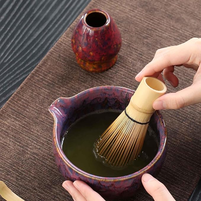 Japanese ceramic matcha bowl. 20 ounce ceramic bowl. Matcha tea bowl. A gift for matcha enthusiasts (red pink)