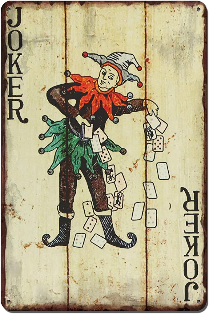 Vintage Poker Wall Decor Metal Sign Retro tin Sign Wall Decorative Signs for Man Cave Home Cafe Pub bar Shop 12x8 Inch JOKER by TREEPERI