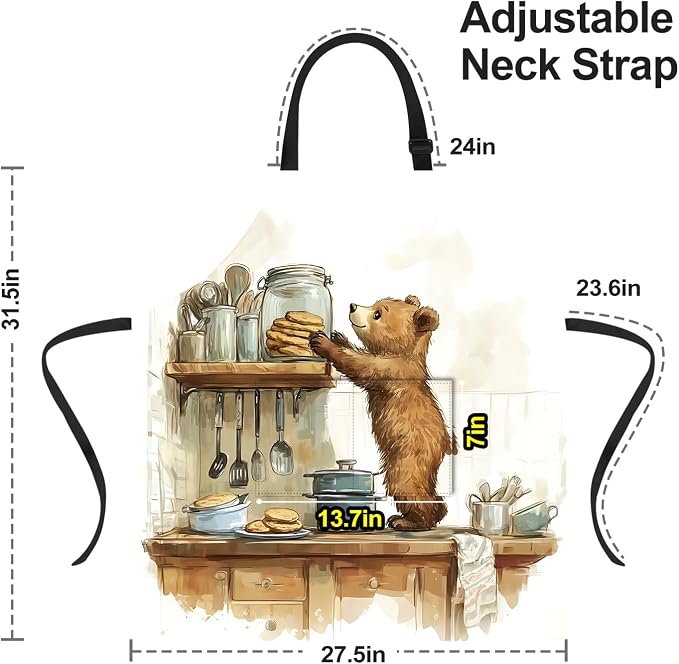 Funny Cat Apron with 2 Pockets Waterproof for Men Women Kitchen Garden Decor - Image 2
