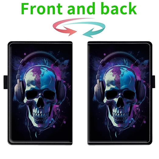 Server Books for Waitress, with 7 Large Pockets, Waiter Serving Book, Waitstaff Server Order Pads, Cute PU Leather Server Book with Pen Holder Fit Server Apron, Skull in Headphones - Image 2