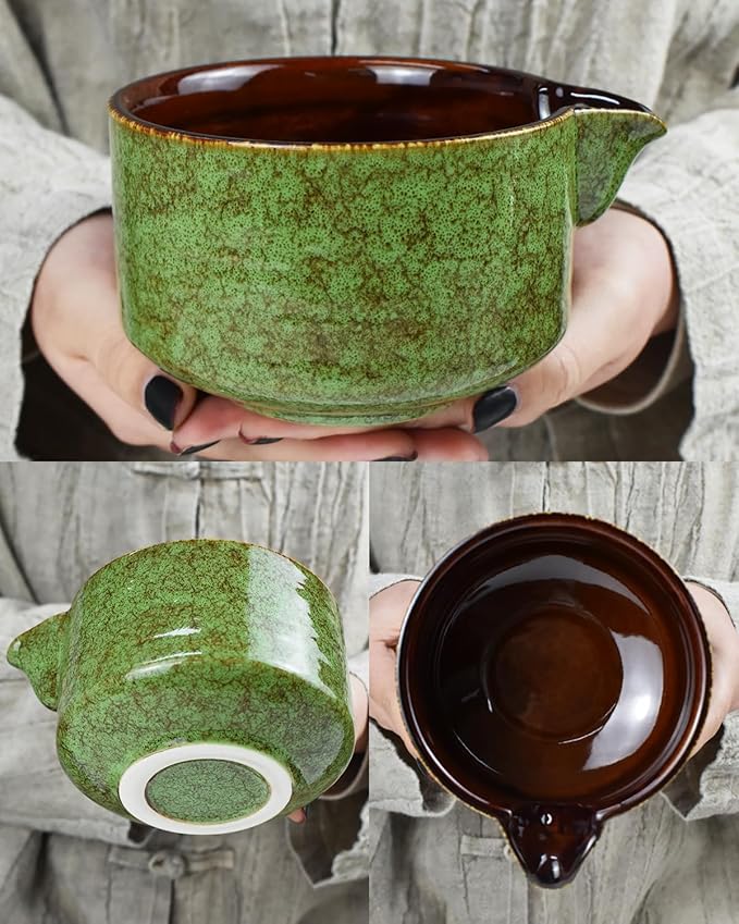Artcome Premium Matcha Tea Set - 20.2oz Ceramic Bowl, Bamboo Whisk, Scoop, Whisk Holder & Brewing Guide - Complete Set for Authentic Japanese Matcha Ceremony