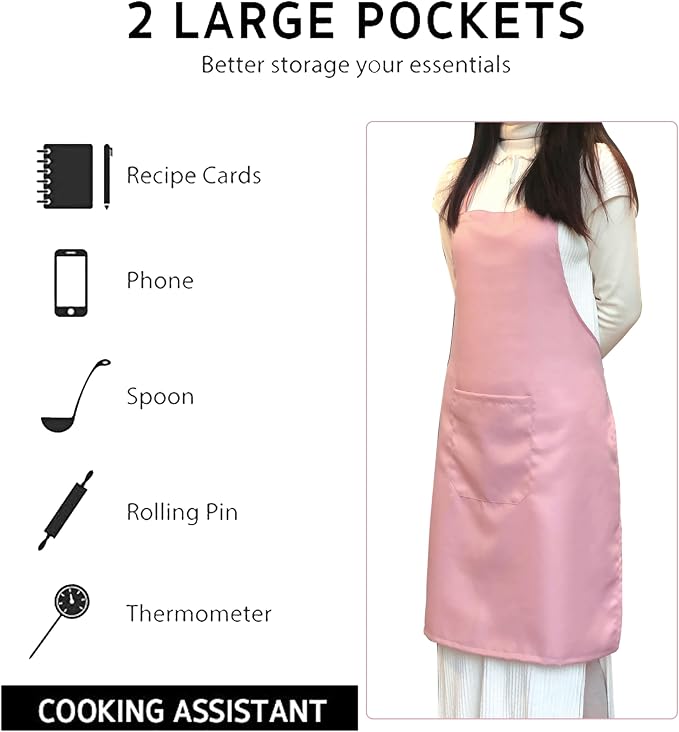 Bib Aprons- Mixed Color Apron with Pockets, for Kitchen Cooking Restaurant BBQ Painting Crafting - Image 2