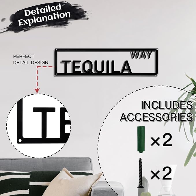 Metal Wall Art Decor tequila way Metal Signs Street Sign with Letter for Bar Home Man Cave Cafe 16 x 4 Inches - Image 3