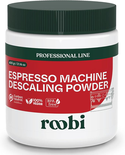 Roobi Professional Espresso Machine Descaling Powder. Carbon Neutral Espresso Descaler Powder. Up to 21 uses, 600gr. by Roobi