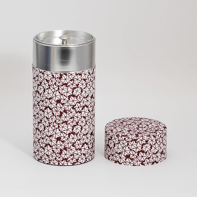 Kyoto Floral Tin Tea Canister - 7 oz Traditional Japanese Yuzen Paper Design, Airtight Storage for Fresh Tea Leaves, Ideal for Tea Ceremony Accessories Collection (Purple)