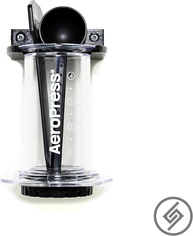 Spartan Mounts Compatible with AeroPress Coffee Maker | Storage and Wall Display, Low Profile, Strong Vertical Storage for Kitchen and Coffee Corner | Space-Saving for Quick & Easy Brewing