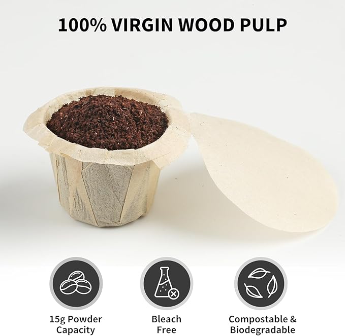 100 Count Fanativita K Cup Filters Disposable with Genius Lid Design, Fit All Reusable K Cups for Keurig (Unbleached) (Pack of 2)