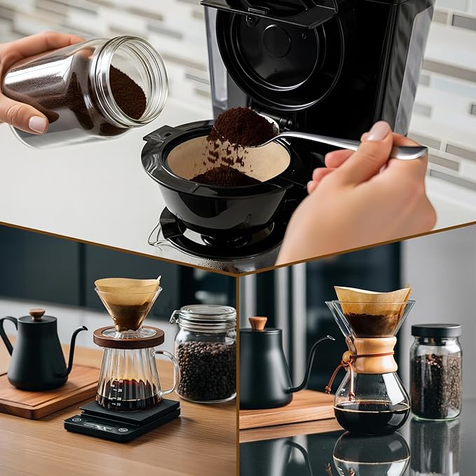AOZITA #4 Cone Coffee Filters 8-12 Cup, 100 Count Unbleached Natural Coffee Paper Filters, No Blowout, Disposable Coffee Filter for Pour Over and Drip Coffee Maker (Pack of 2)