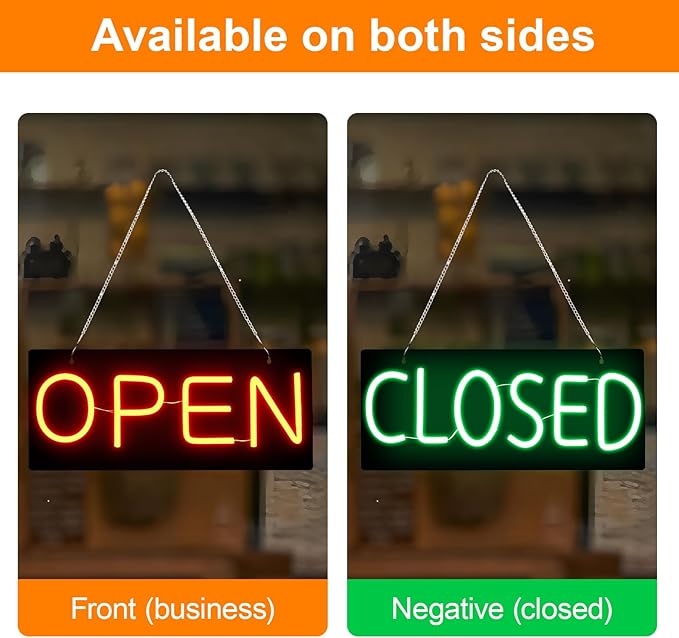 Led Open Signs for Business,Open and Close Double sided Witching,Powered by 5V USB, And Adjustable Bright,Neon Sign for Storefront Window Glass Door Shop Store Florists Bar 15.7'' X 7''