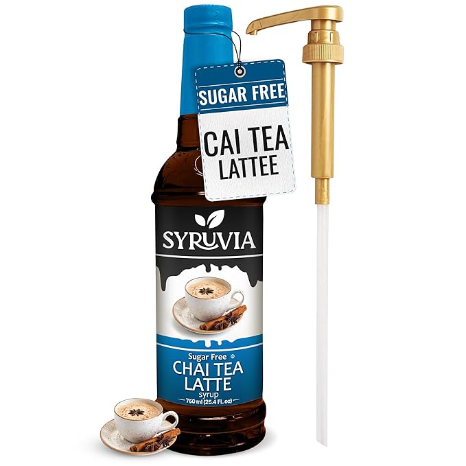 Syruvia Sugar Free Chai Tea Flavored Syrup for Coffee, Drinks, Lattes, and Desserts – 25.4 fl oz, With Pump by SYRUVIA
