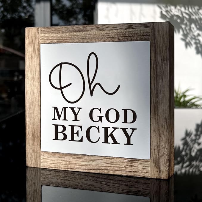 Oh My God Becky Humorous Bathroom Decor - Wooden Box Signs for Farmhouse Bathroom Tabletop, Funny Shelf Decor - Image 3