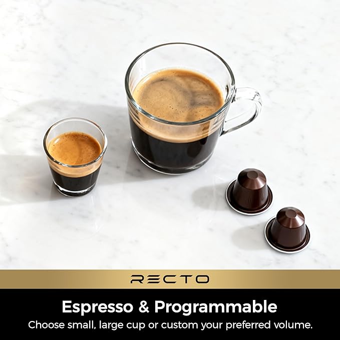 CHULUX RectoCafé Espresso Machine for Nespresso Original Capsule Pod, 20 Bar Professional Italian Pump Coffee Machine, Extra Mini Espresso Maker for Home & Office, Black