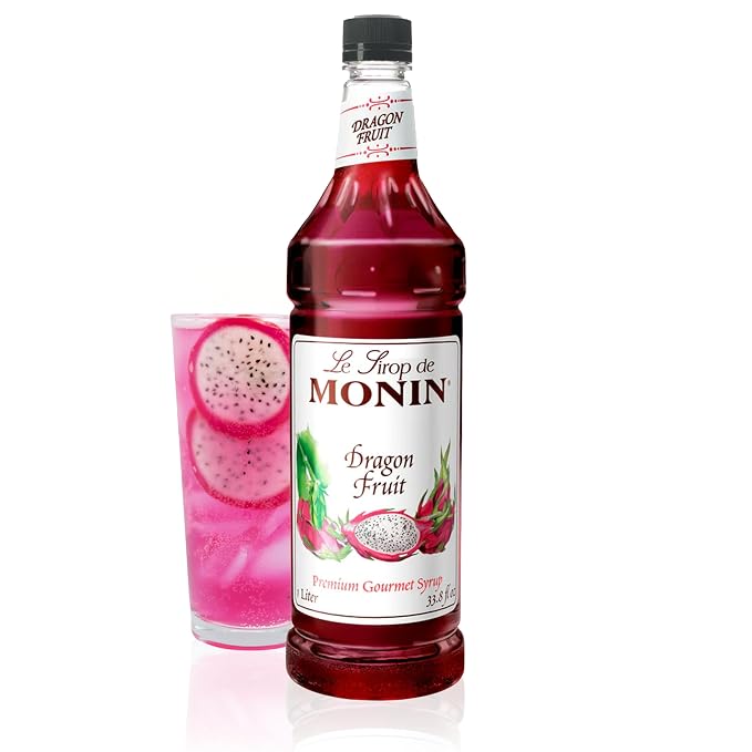 Monin - Dragon Fruit Syrup, Great for Cocktails and Teas, Gluten-Free, Non-GMO (1 Liter) by Monin