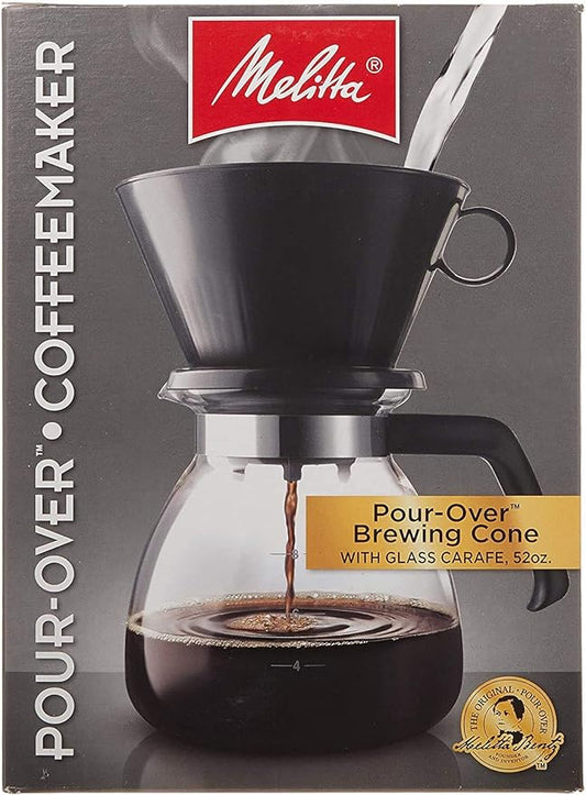 Melitta 52 oz. Pour-Over Coffee Brewer with Glass Carafe, Black