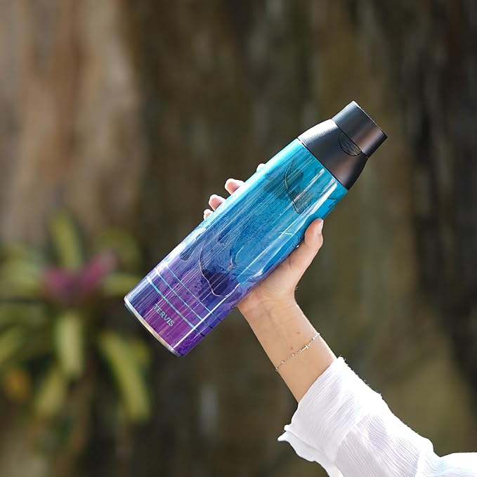 Tervis Venture Water Bottle Sara Berrenson - Kalani Peacock Triple Insulated Tumbler Travel Cup Keeps Drinks Cold & Hot, 36oz, Stainless Steel