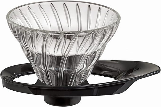 HARIO V60 VDGR-01-B Heat Resistant Glass Transparent Dripper, 01, For 1 to 2 Cups, Black, Made in Japan