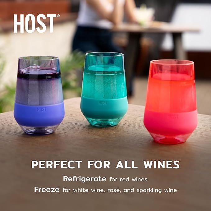 Host Freeze XL Cooling Cup in Double Walled Insulated Freezable Drink Chilling Tumbler with Freezing Gel, 12oz Deep Lilac Purple Set of 2