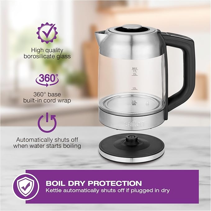 Salton Temperature Control Kettle 1.7L With Tea Steeper