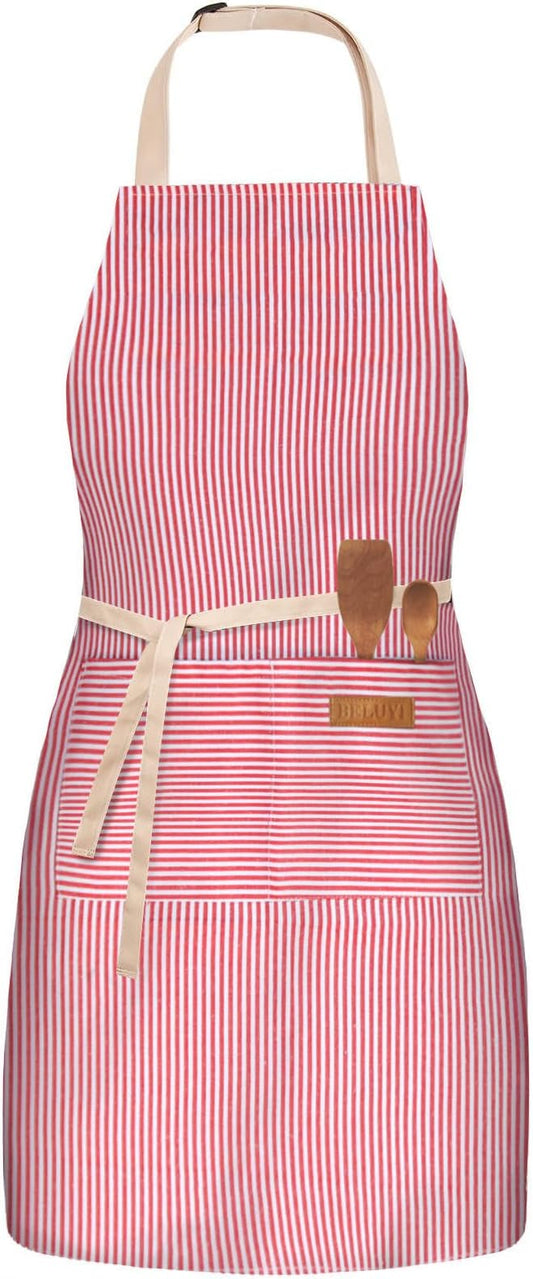 BeLuyi Adjustable Bib Apron with 2 Pockets Chef Cooking Kitchen Restaurant Aprons for Women Men