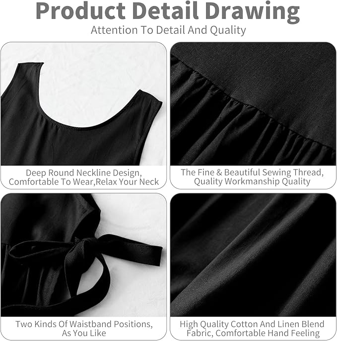 Premium Plus Size Apron with Pockets Adjustable Waistline Bib Apron,Soft Cotton Blend Apron Pinafore Dress for Baking Cooking Gardening(XL,Black) - Image 6