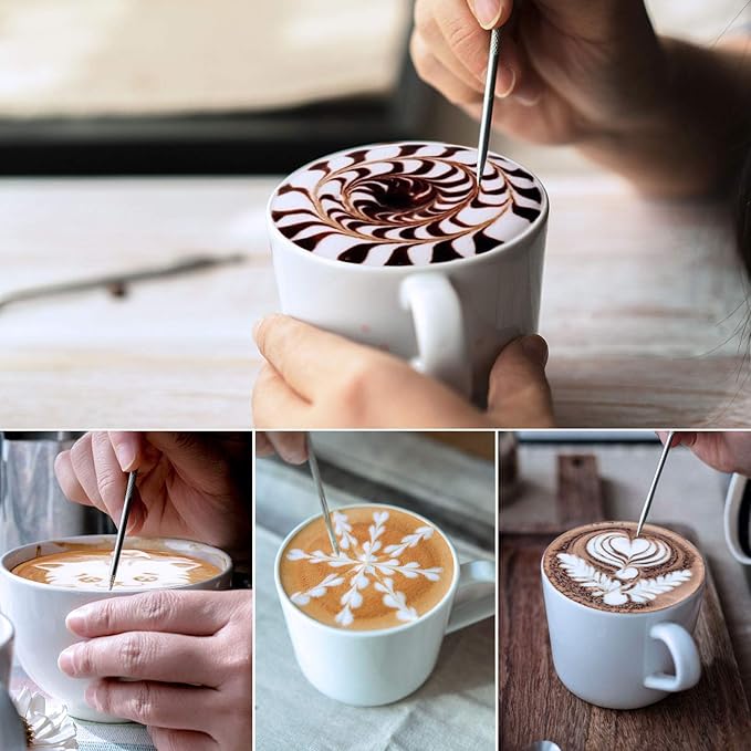 Milk Frothing Pitcher, 600ml (20oz) Steaming Pitchers Stainless Steel Milk Coffee Cappuccino Latte Art Barista Steam Pitchers Milk Jug Cup with Decorating Art Pen, Gold