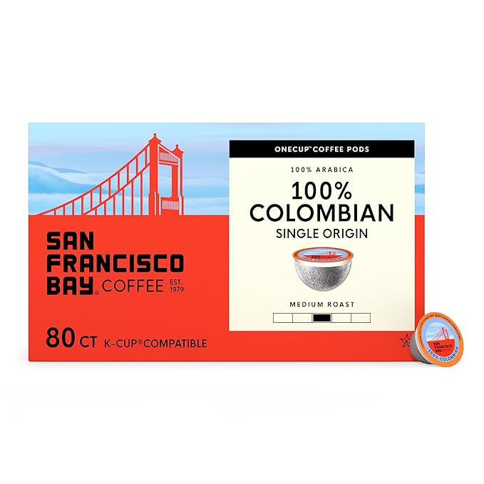 San Francisco Bay Compostable Coffee Pods - 100% Colombian (80 Ct) K Cup Compatible including Keurig 2.0, Medium Roast